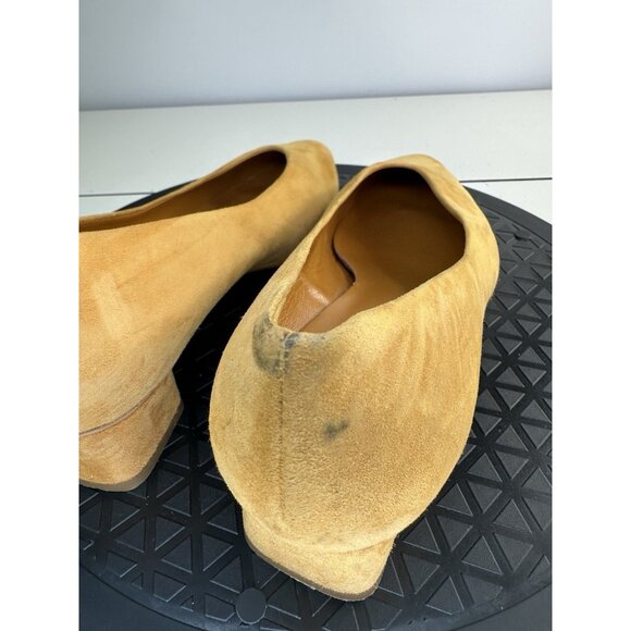 Everlane The V Heel Sz 6 Yellow Mustard Suede Almond Toe Slip On Shoe Pump - Picture 6 of 10
